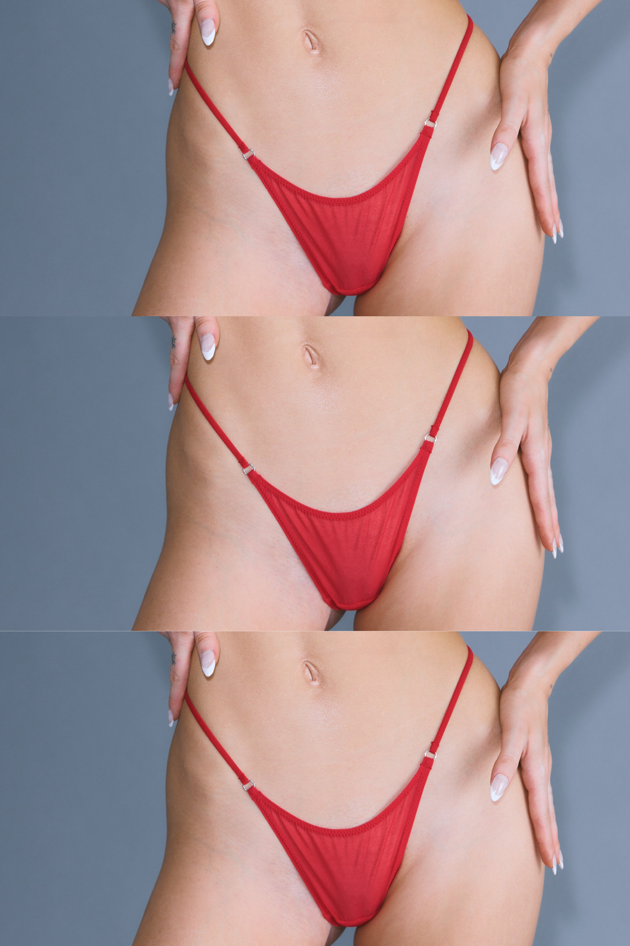 Threesome - 3x Red Mesh G-String