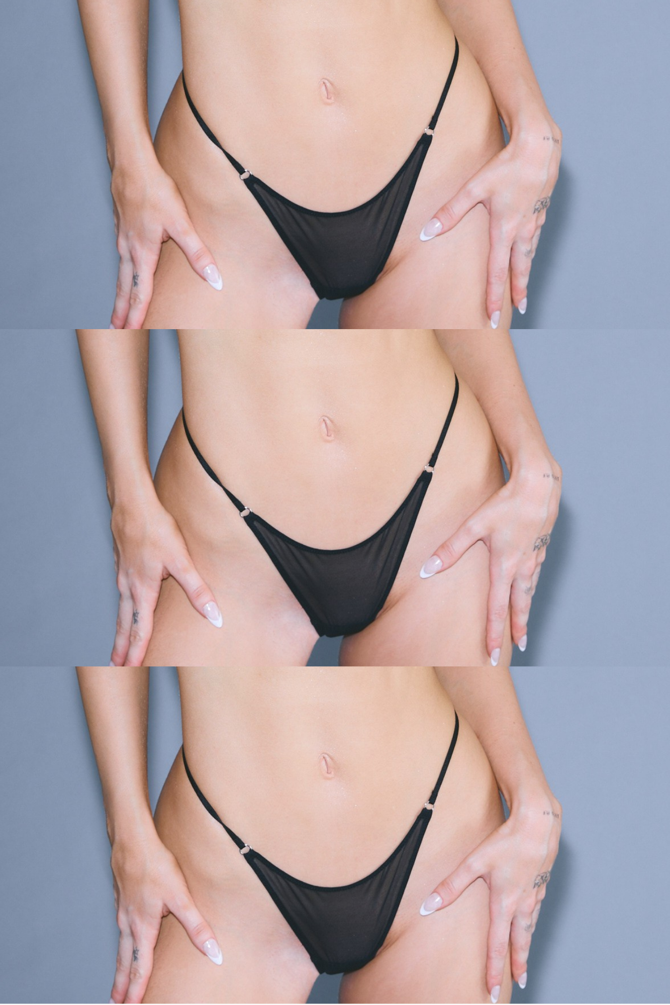 Threesome - 3x Little Mesh G-String in Black