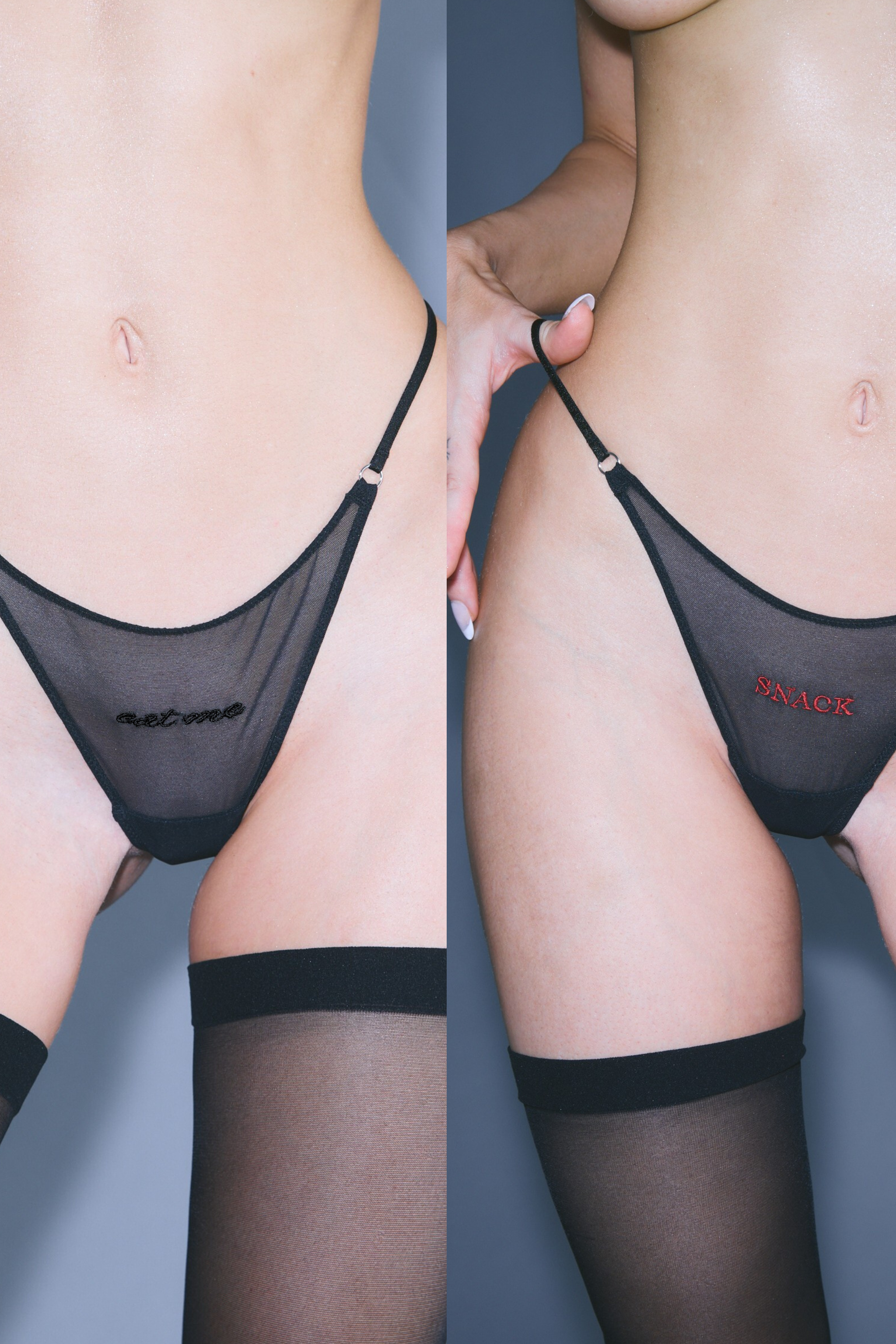 Late Night Snack Bundle - Little Mesh G-String "eat me" & "SNACK"