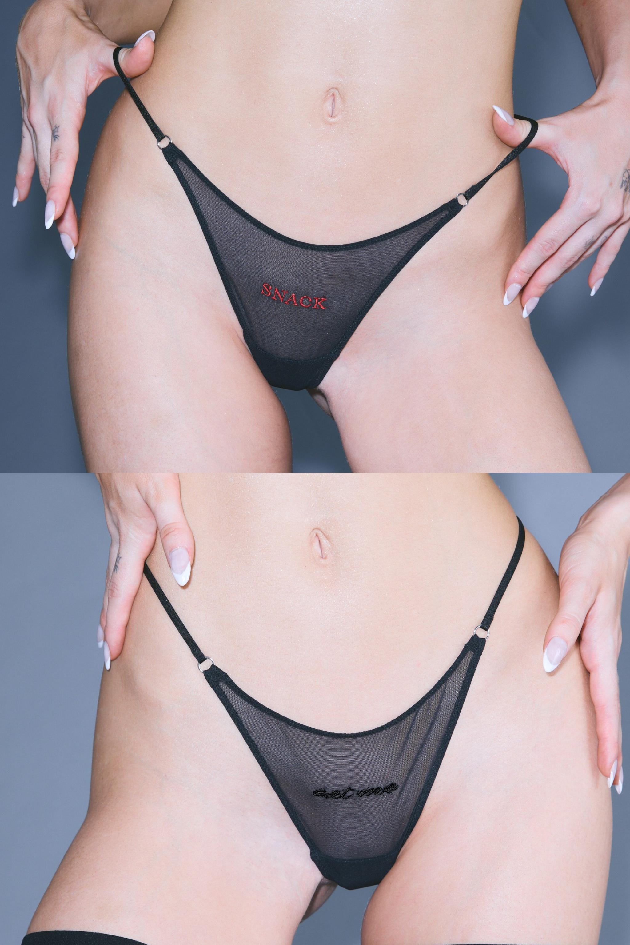 Late Night Snack Bundle - Little Mesh G-String "eat me" & "SNACK"