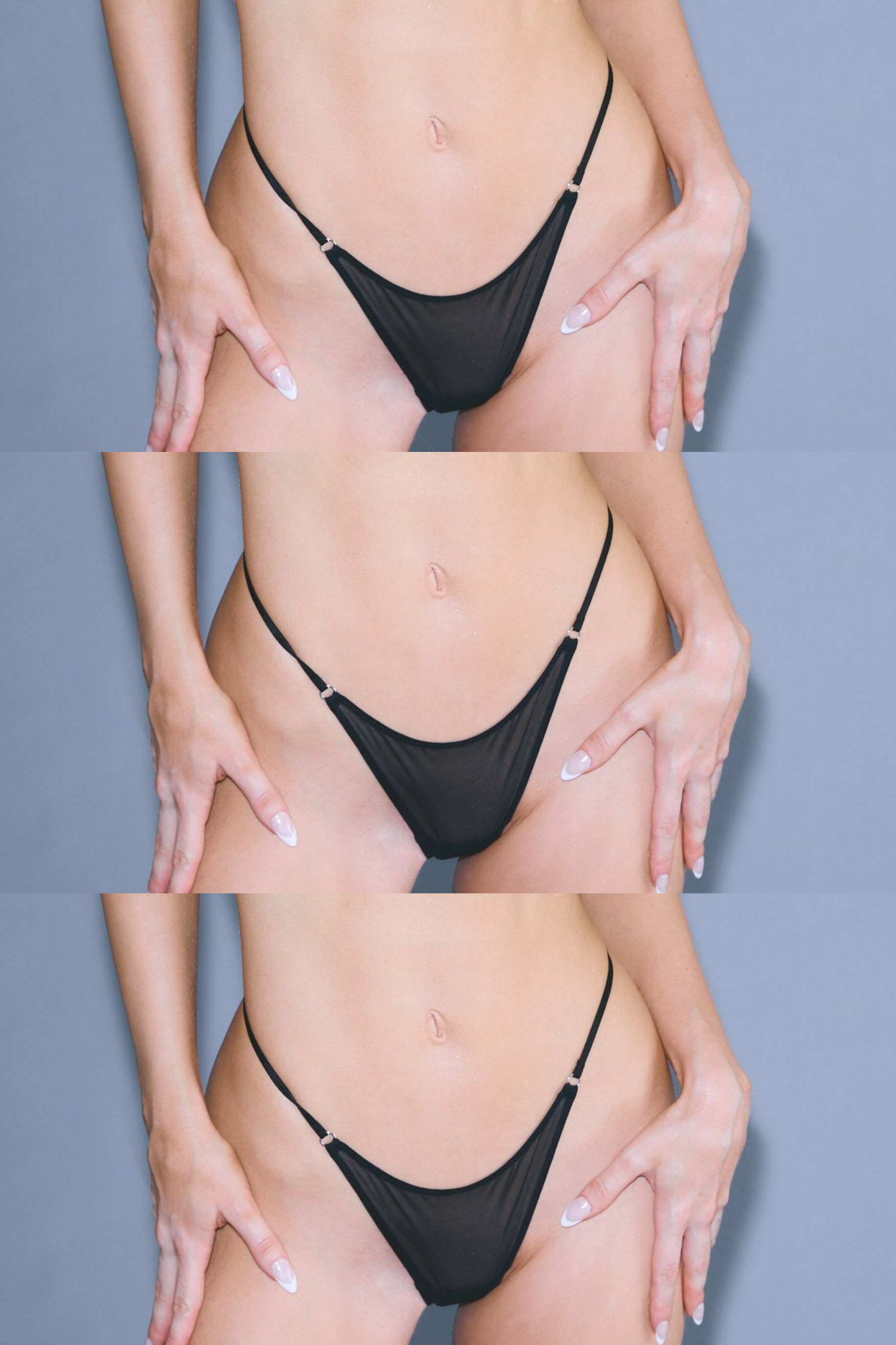 Threesome 3-pack of black mesh G-strings by nghty berlin